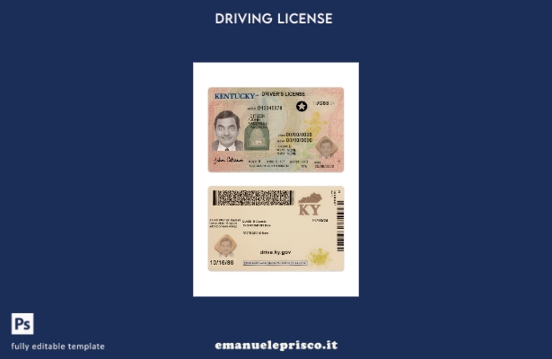 verified style modello presente patente di guida USA Kentucky stile verificato template